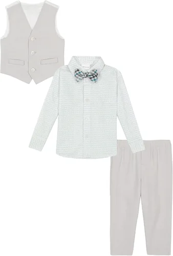 Vista 10 de Van Heusen Conjunto de chaleco formal de 4 piezas para bebés, chaleco, pantalones, camisa de vestir con cuello y corbata