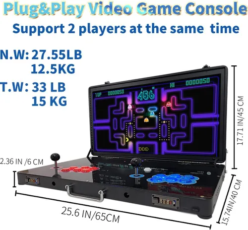 Vista 2 de 23000 en 1 Consola de juegos de arcada portátil 3D Pantalla HD de 27 pulgadas Jugadores duales Pandoras Box RK3288 Máquina de videojuegos retro Caja