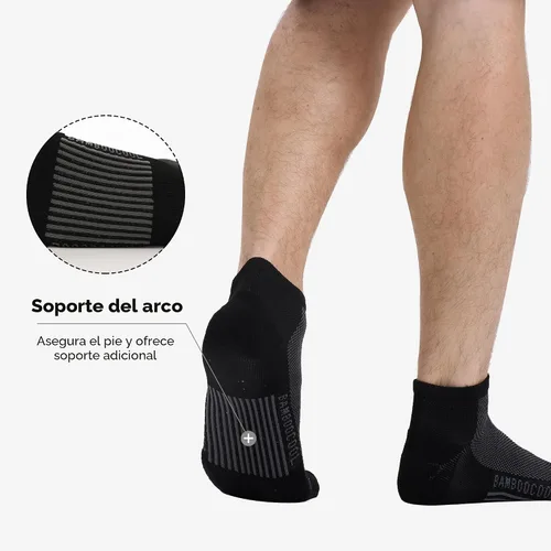 Vista 2 de BAMBOO COOL Calcetines atléticos de tobillo para hombre con acolchado y absorción de humedad, calcetines de malla para correr de corte bajo