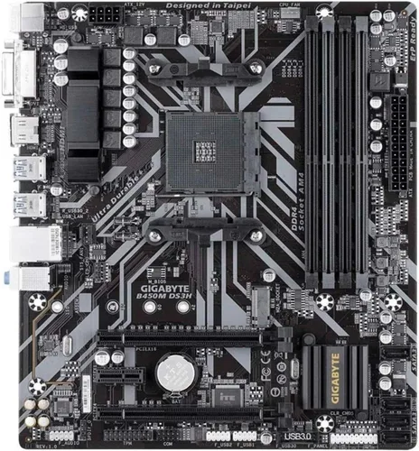 Vista 2 de GIGABYTE B450M DS3H - Tarjeta madre compatible con AMD Ryzen AM4/Micro ATX/M.2/HMDI/DVI/USB 3.1/DDR4