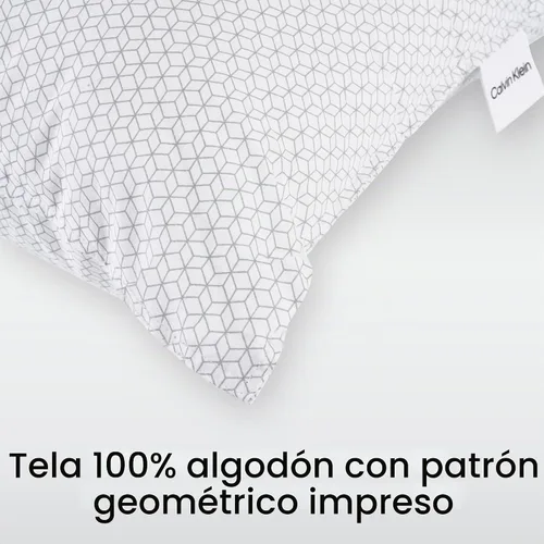 Vista 4 de Calvin Klein Juego de 2 almohadas de cama tamaño King de 20 x 36 pulgadas con estampado geométrico para dormir, color blanco