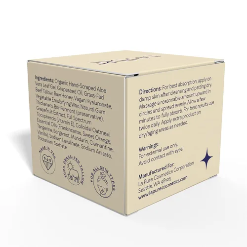 Vista 9 de LA PURE Sebo de carne vacuna para la piel, crema facial de sebo alimentado con pasto con aloe vera, ácido hialurónico, incienso y vitamina E