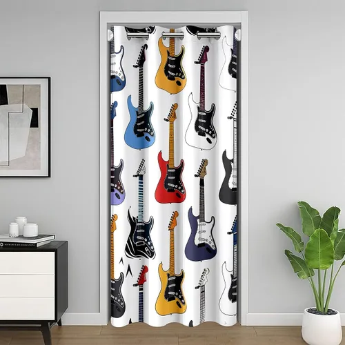 Vista 32 de Castle Fairy Cowboy Boots Door Curtain for Doorways Privacy Bohemia Musical Guitar Doorway Curtain Western Rustic Cowgirl All Season Blackout