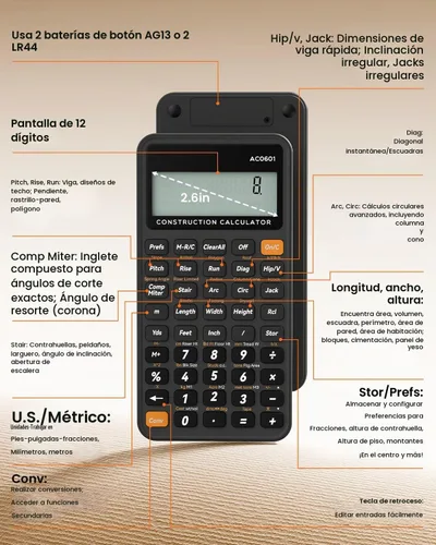 Vista 7 de Calculadora de Construcción Industrial y Científica ROATEE: Calculadora de Ingeniería para Contratista, Carpintero, Calculadora de Bolsillo