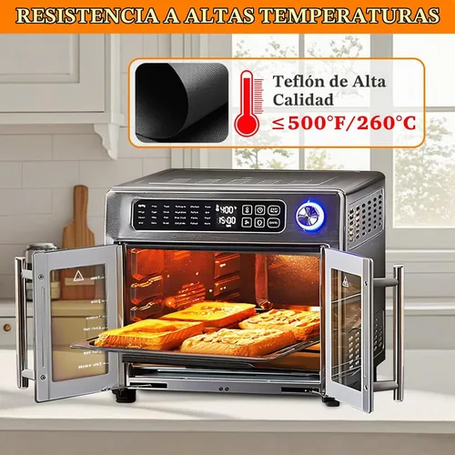 Vista 6 de 5 piezas de esteras de teflón para forro de horno para la freidora de aire de puerta francesa de 26 QT Emeril Lagasse 360, forros de freidora
