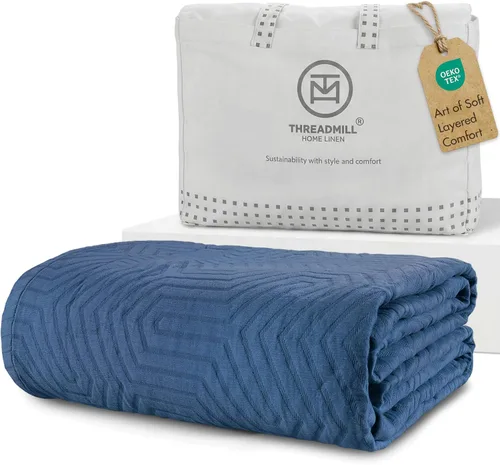 Vista 17 de Threadmill Mantas de Algodón de Lujo para Cama de Tamaño King Manta de Algodón 100% Acogedora para Todas las Estaciones Colcha Jacquard Aster