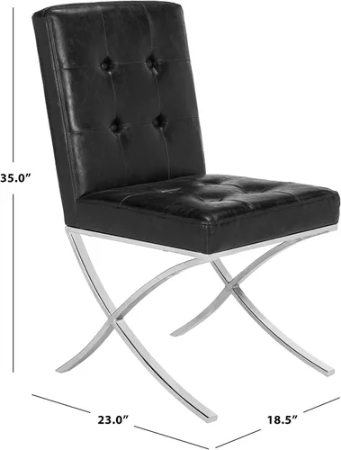 Vista 10 de Safavieh Home Walsh - Silla auxiliar de piel sintética negra y cromada