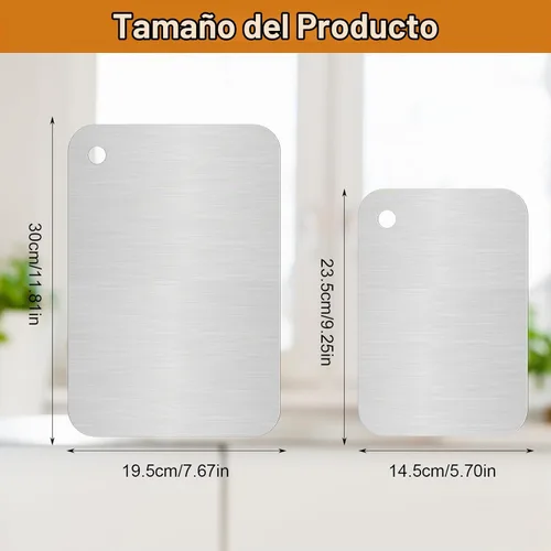 Vista 2 de 2 tablas de cortar de titanio, tabla de cortar de acero inoxidable 316