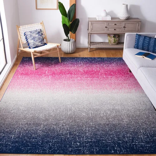 Vista 11 de SAFAVIEH Madison Collection - Alfombra de pasillo, 2 pies 3 pulgadas x 8 pies, color fucsia y azul marino, diseño de rayas bohemio, no desprende