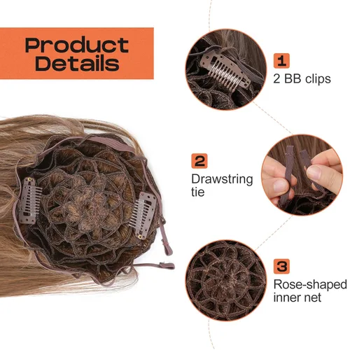 Vista 6 de SEIKEA Pieza de Cabello de Cola de Caballo para Porristas, 10" Lisa Resistente a los Enredos Suave Rubio Natural Extensión de Cola de Caballo