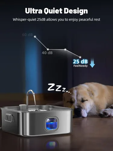 Vista 5 de Fuente de agua para perros de acero inoxidable, fuente de agua grande para perros grandes, dispensador de agua para perros grandes, ventana de nivel
