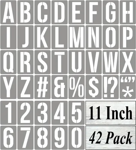 Vista 19 de Plantillas de letras del alfabeto de 1 pulgada para pintar, paquete de 42 plantillas de letras y números con letreros para pintar sobre madera