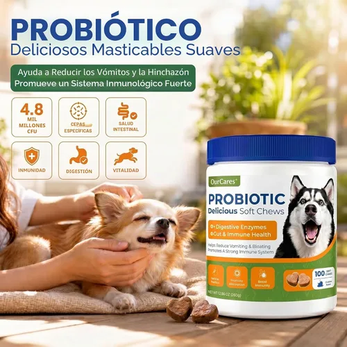 Vista 4 de Probióticos para perros, masticables digestivos, calabaza