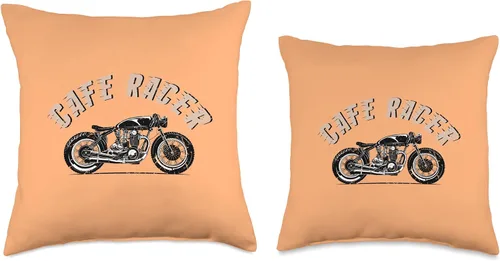 Vista 3 de American Cafe Racer Motorcycle Apparel and Merch Cafe Racer Biker Men Women Adult Teens Boys Girls Kids Youth Throw Pillow, 16x16, Multicolor