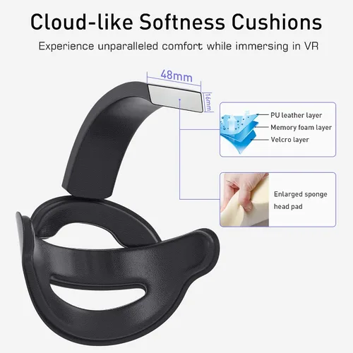 Vista 2 de Kuject Design Comfort Head Strap Accessories for Quest 3, Elite Strap Replacement with Adjustable Hinge and Enlarged Head Support, VR Accessories