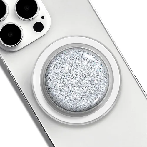 Vista 7 de Soporte de teléfono móvil expandible y plegable con brillo de cristal transparente para smartphones y tablets, accesorio para teléfono celular