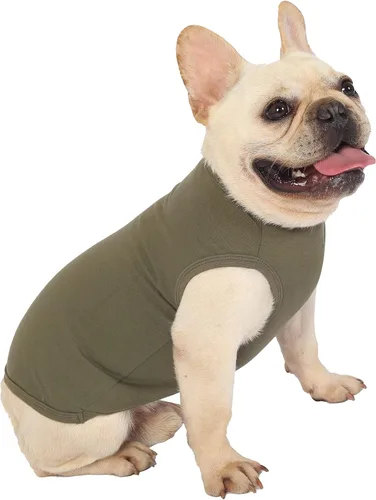 Vista 3 de Camisas Lisas para Perros, Ropa Sólida para Perros, Camiseta Ligera Elástica, Sin Mangas Blanca para Cachorros Chihuahua Gatos Disfraces Pequeños