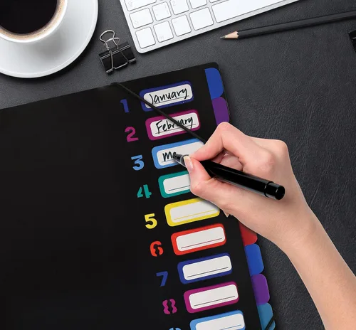 Vista 7 de Better Office Products Carpeta de archivos expansible de 24 bolsillos transparentes con 12 pestañas de colores, tamaño carta, capacidad para 300