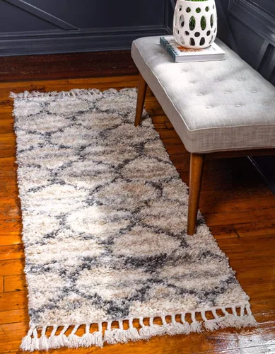Vista 28 de Unique Loom Hygge Shag Collection - Alfombra de área enrejado (2 pies 2 pulgadas x 3 pies, rectangular, marfil / gris)
