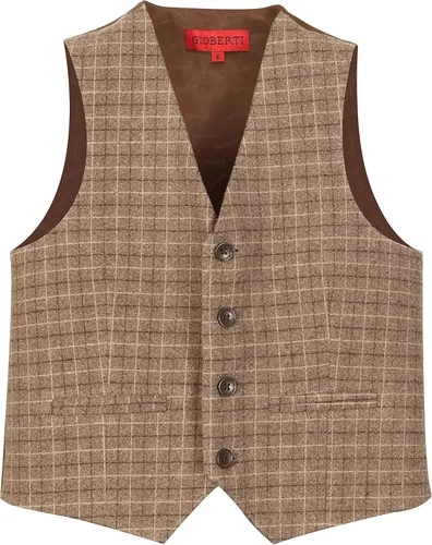 Vista 2 de Gioberti Conjunto de chaleco y pantalones a cuadros de tweed de 2 piezas para niños y niños