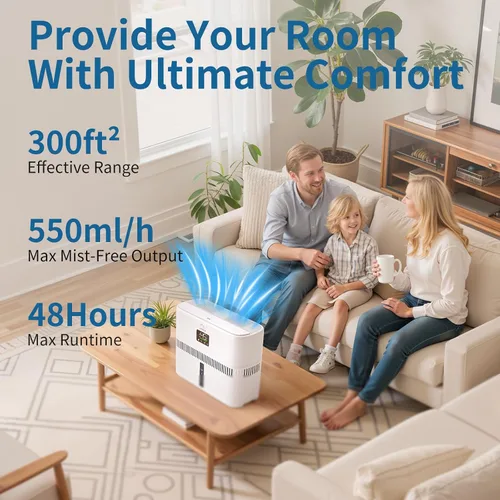Vista 2 de LAVIEAIR Humidificadores evaporativos inteligentes para dormitorio, sala de estar, guardería, habitación grande de hasta 550 pies cuadrados, tanque