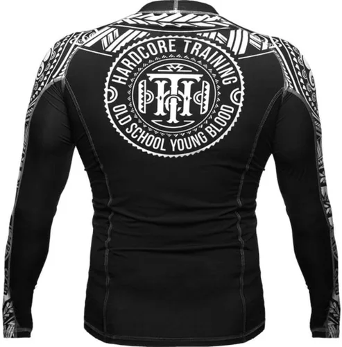 Vista 2 de Hardcore Training Camiseta de compresión para hombre, manga larga, Jiu Jitsu, MMA No-Gi, BJJ apretada, capa base de combate