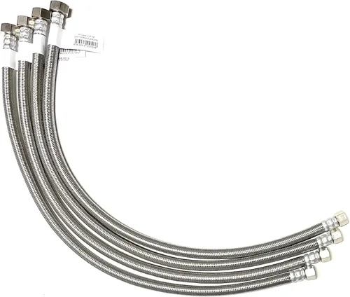 Vista 34 de Conector de línea de suministro de agua para grifo de acero inoxidable trenzado, línea de suministro para grifo - rosca de compresión hembra de 3/8