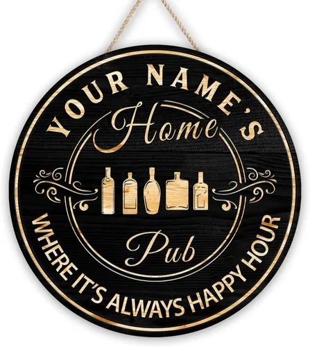 Vista 26 de Artsy Woodsy Placa de madera personalizada para bar pub (no tallada) Accesorios de decoración de pared y puerta, letrero rústico de bar, letrero