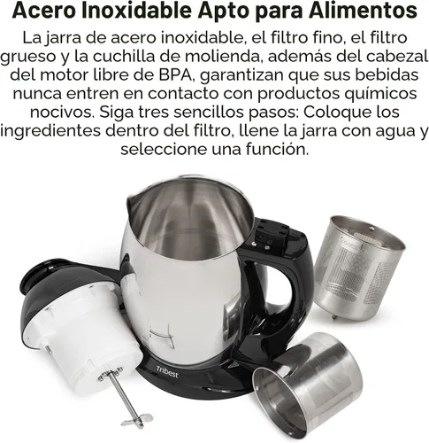 Vista 5 de [Usado] Tribest Soyabella, molinillo de café y fábrica de leche de soja, L, Plateado