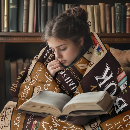 Vista 7 de Manta de regalo para amantes de los libros de 50 x 60 pulgadas, el mejor regalo para lectores, bibliotecario, manta de club de libros para ratones