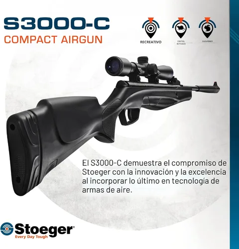 Vista 2 de Stoeger S3000-C Compact Airgun with Fiber-Optic Sights Combo - Includes 4 x 32 Scope