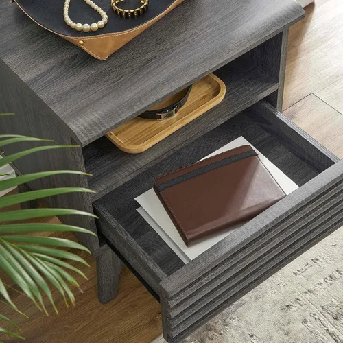 Vista 8 de Modway Render Mid-Century - Mesita de noche moderna con un cajón, color carbón Carbón vegetal