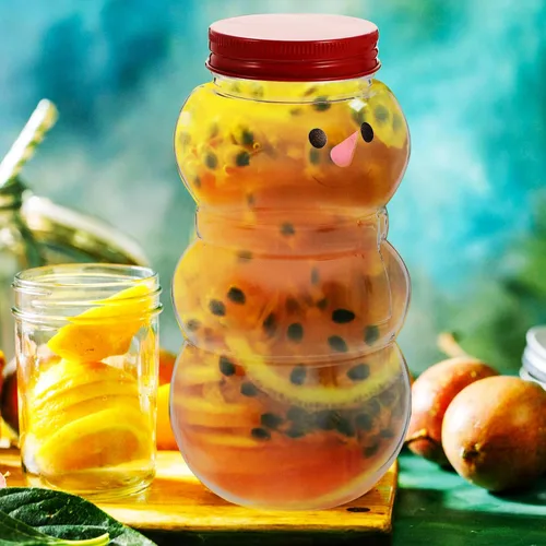 Vista 9 de Luxshiny 10 unidades de tarro de caramelo de muñeco de nieve de Navidad, botellas de jugo de plástico, botellas de leche, recipientes de cocina