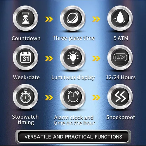 Vista 5 de Tonneau - Reloj de pulsera analógico digital para hombre, reloj de pulsera táctico militar único, reloj de pulsera impermeable con cronómetro