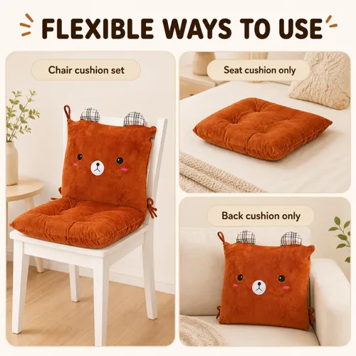 Vista 5 de ChezMax juego de almohadón relleno con acolchado, respaldo y asiento, para auto; silla mecedora cuadrada plegable, con estampado de caricaturas