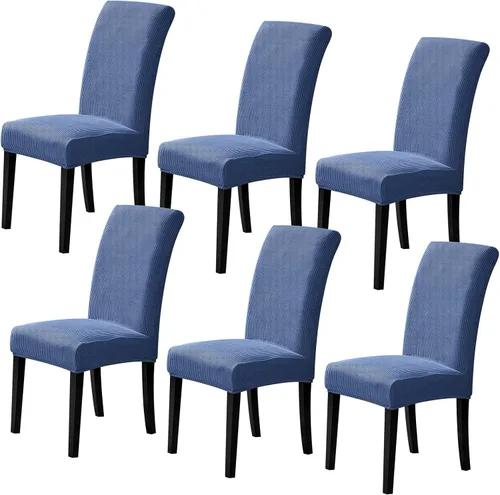 Vista 48 de Juego de 2 fundas para sillas de comedor, fundas elásticas para sillas de comedor, fundas para sillas de cocina de jacquard texturizadas, decoración