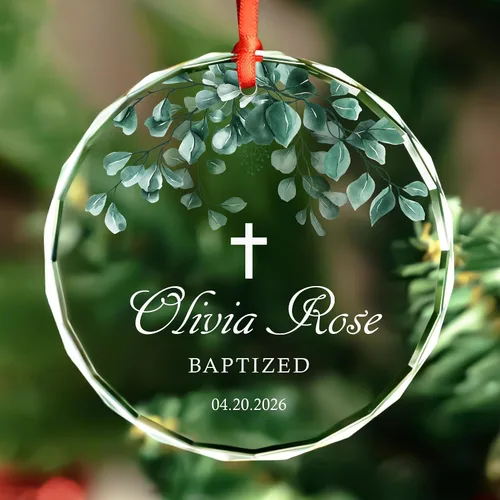 Vista 14 de Adorno de cristal personalizado para bautismo de bebé, regalo de bautismo para niños y niñas, regalo de confirmación, adorno de árbol de Navidad