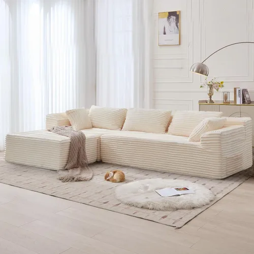 Vista 2 de Korser - Sofá modular modular en forma de L de 110 pulgadas con diván, cómodo sofá de pana sin hueso con asiento profundo y bolsillos laterales
