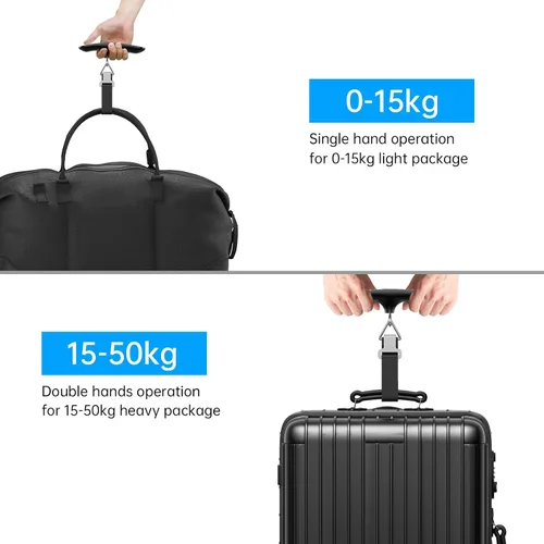 Vista 3 de Báscula digital de equipaje báscula colgante de alta precisión de 110 lb 50 kg con retroiluminación ultra portátil, báscula digital de viaje