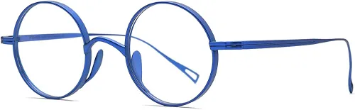 Vista 5 de FONEX Marco de lentes de titanio, marco de lentes de miopía redondo retro vintage para mujer