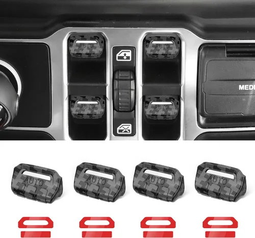 Vista 14 de DIAMOOKY 4 piezas de cubiertas de botón de interruptor de ventana de metal mejoradas compatibles con Jeep Wrangler JL JLU 2018-2026 y Gladiator JT