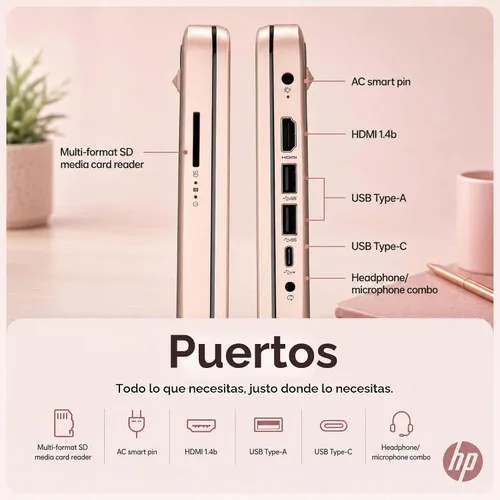 Vista 5 de HP Laptop para negocios y hogar, 8 GB de RAM, procesador Intel, Microsoft Office 365 1 año, SSD de 64 GB, Windows 11 Home Sin mouse, respuesta