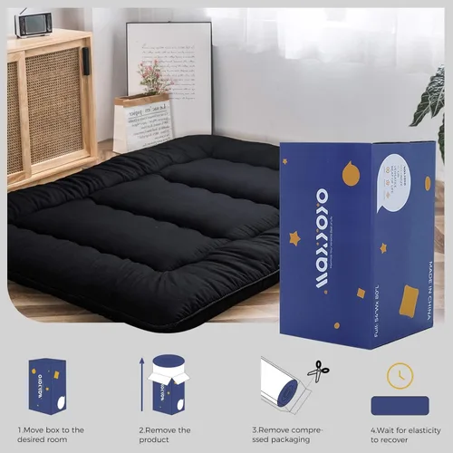 Vista 4 de MAXYOYO Colchón Japonés de Suelo Futón Colchón, Tapete de Tatami Engrosado de 4", Almohadilla para Dormir Plegable Enrollable para Niños y Niñas