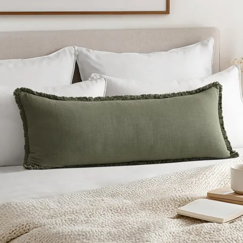 Vista 7 de MIULEE Juego de 1 fundas de almohada decorativas de lino neutro con flecos, fundas de cojín de estilo bohemio para sillón, sofá, cama, sala
