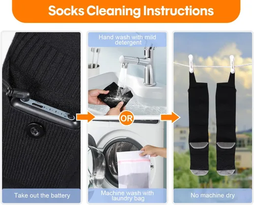 Vista 5 de Calcetines con calefacción, calcetines eléctricos calentados para hombres y mujeres, batería recargable, calientan hasta 8 horas, calcetines