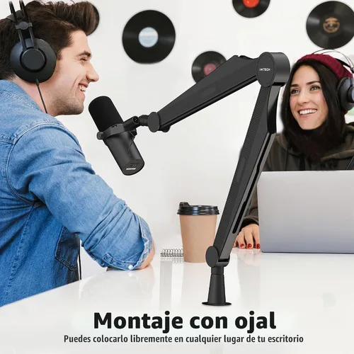 Vista 7 de IXTECH Brazo de micrófono con brazo para micrófono Blue Yeti Shure Sm7b Hyperx QuadCast Rode At2020 y soporte de micrófono Fifine para juegos 1 Negro