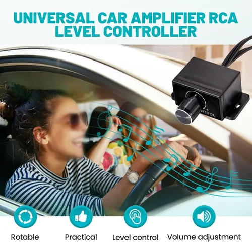 Vista 7 de NuIth Amplificador universal para automóvil, controlador de nivel RCA, perilla de control de graves de audio para automóvil, cable de control