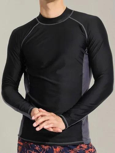 Vista 6 de Actleis Camiseta de natación de manga larga para hombre, protección solar UPF50+, secado rápido