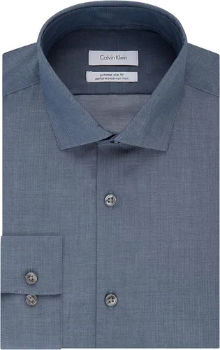 Vista 3 de Calvin Klein Camisa de vestir para hombre Xtreme Slim Fit No Hierro Herringbone