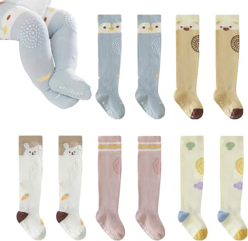 Vista 8 de Calcetines de rodilla antideslizantes para bebés y niños pequeños con agarre, calcetines antideslizantes para recién nacidos, para niños y niñas